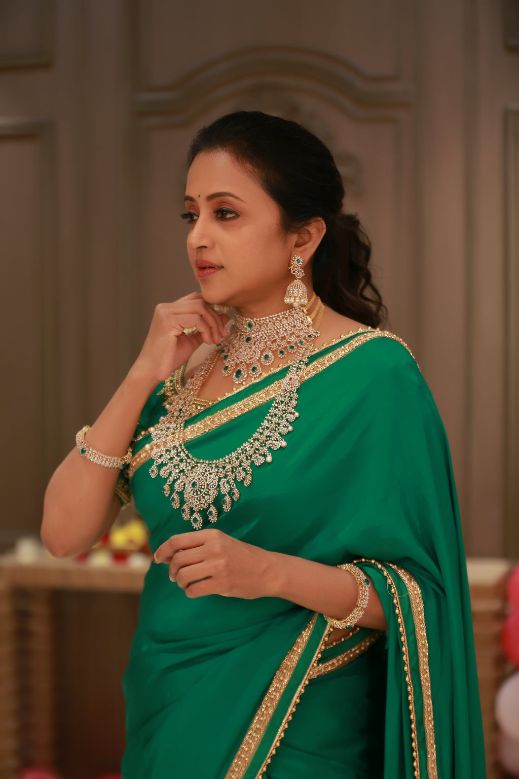 Green Silk Saree with Blouse