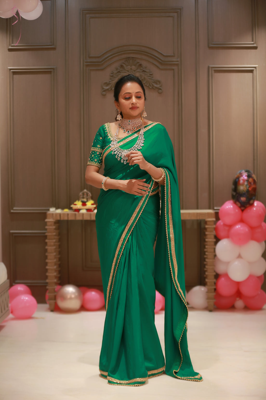 Green Silk Saree with Blouse