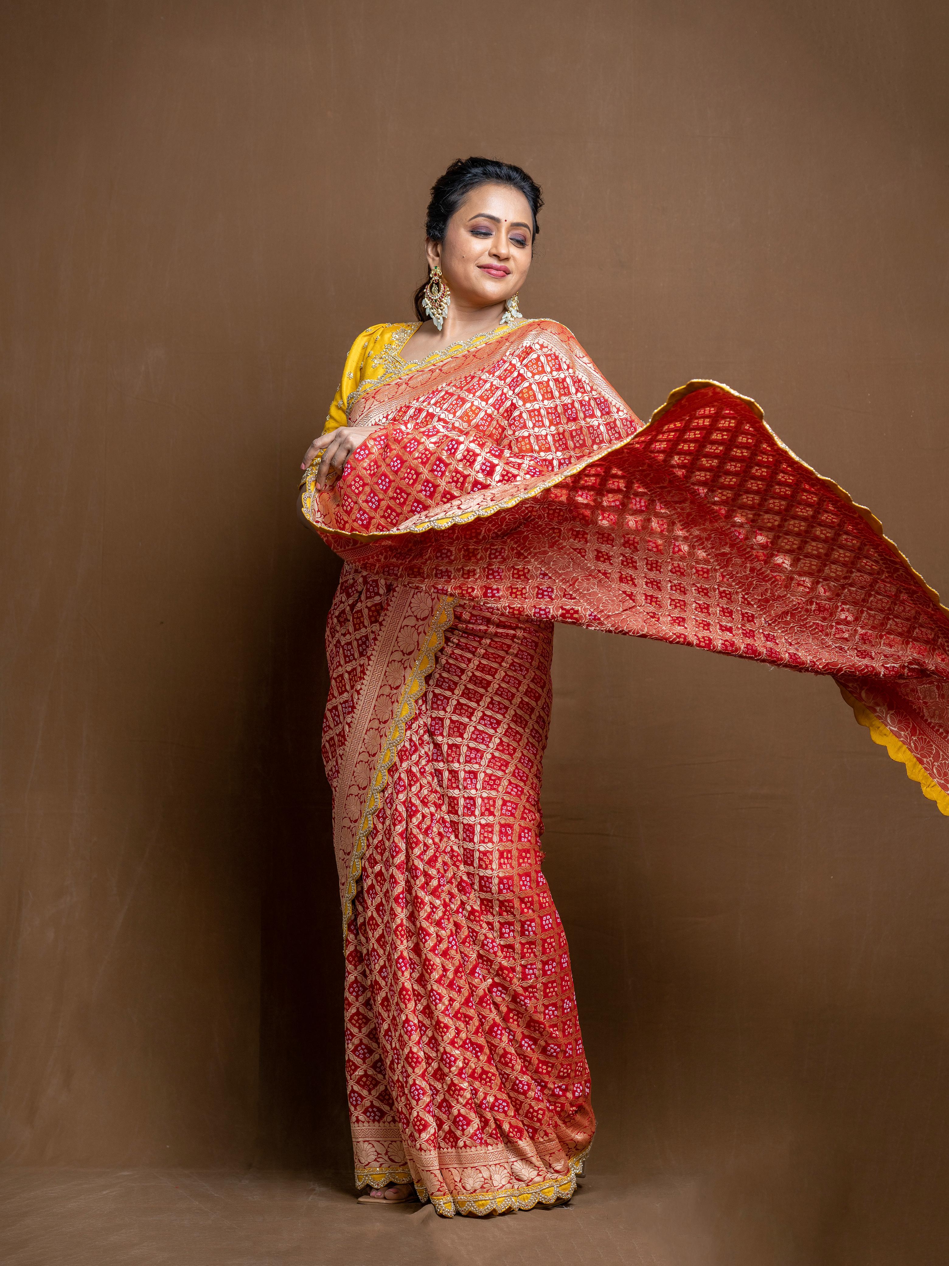 Red Banarasi Saree with Blouse