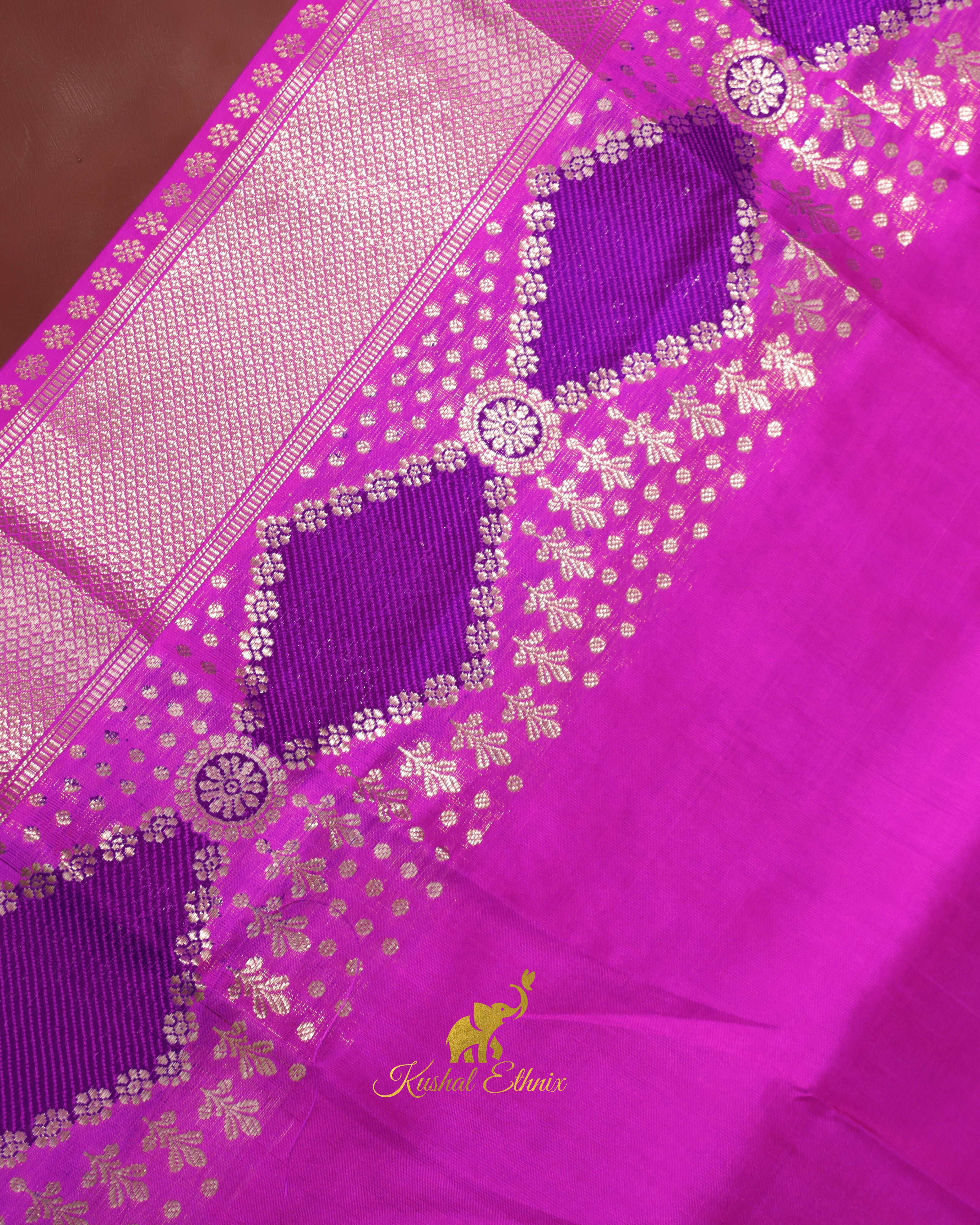 Orchid Purple Venkatagiri Pattu Saree with Silver Zari