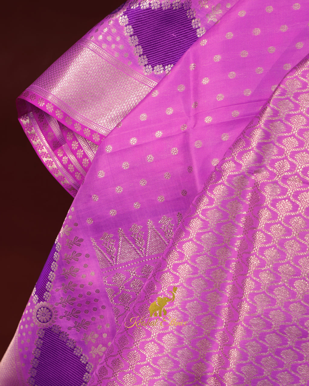 Orchid Purple Venkatagiri Pattu Saree with Silver Zari