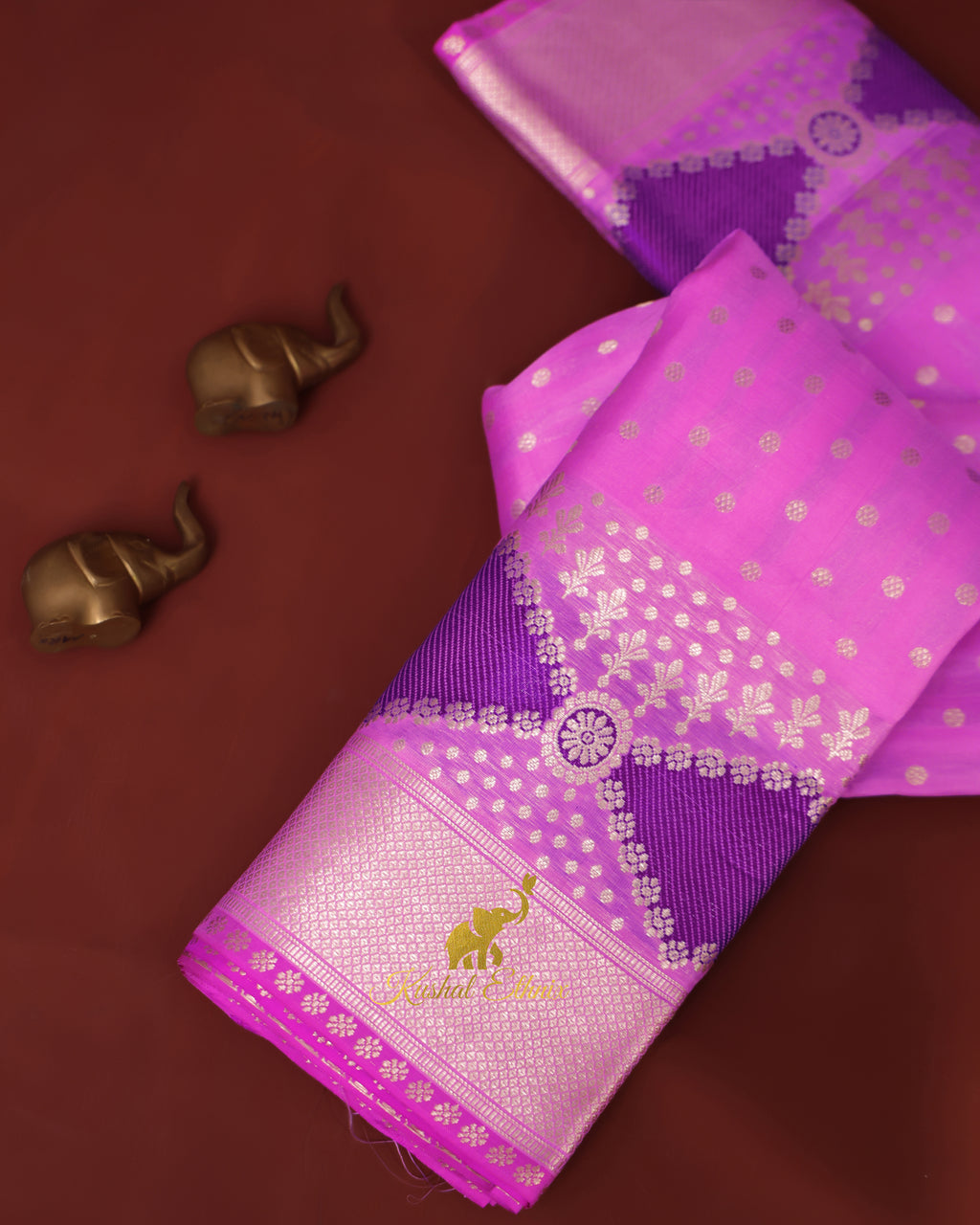 Orchid Purple Venkatagiri Pattu Saree with Silver Zari