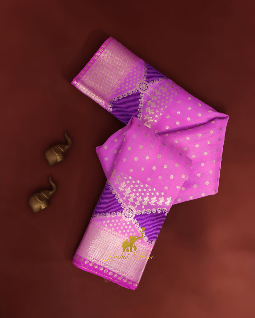 Orchid Purple Venkatagiri Pattu Saree with Silver Zari