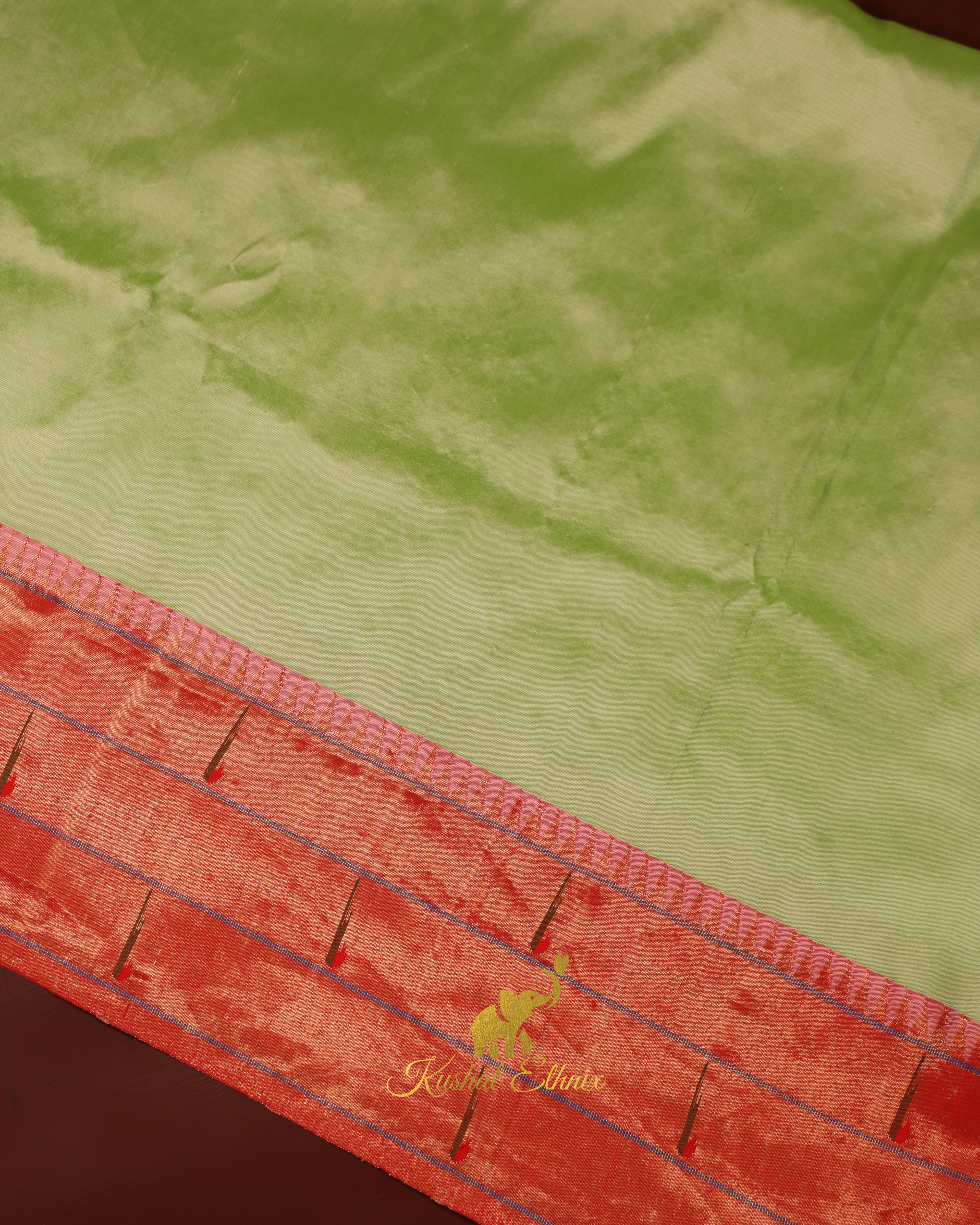Pastel Green Paithani Saree with Petit Point Work