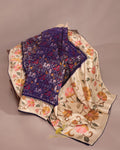Navy Blue Ikkat Saree with Floral Embroidered Border