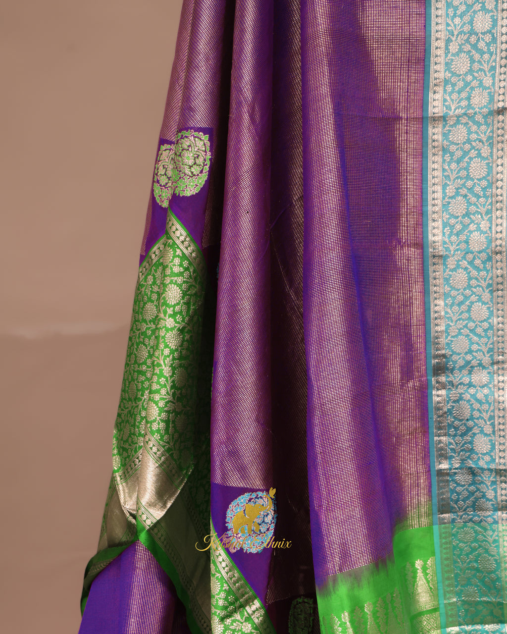 Purple & Green Venkatagiri Pattu Saree