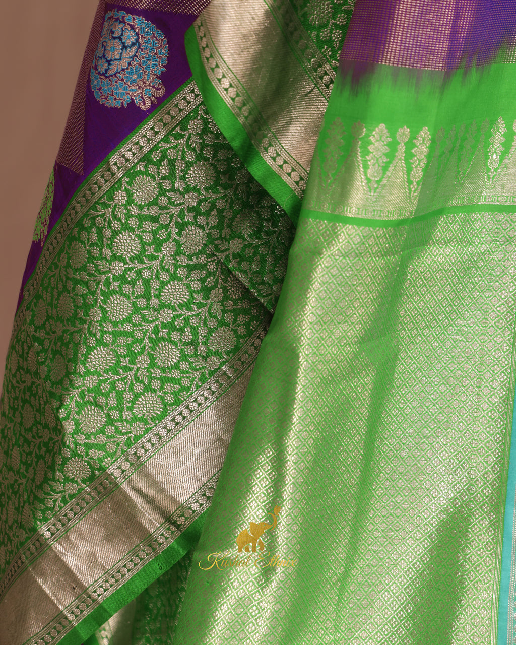 Purple & Green Venkatagiri Pattu Saree