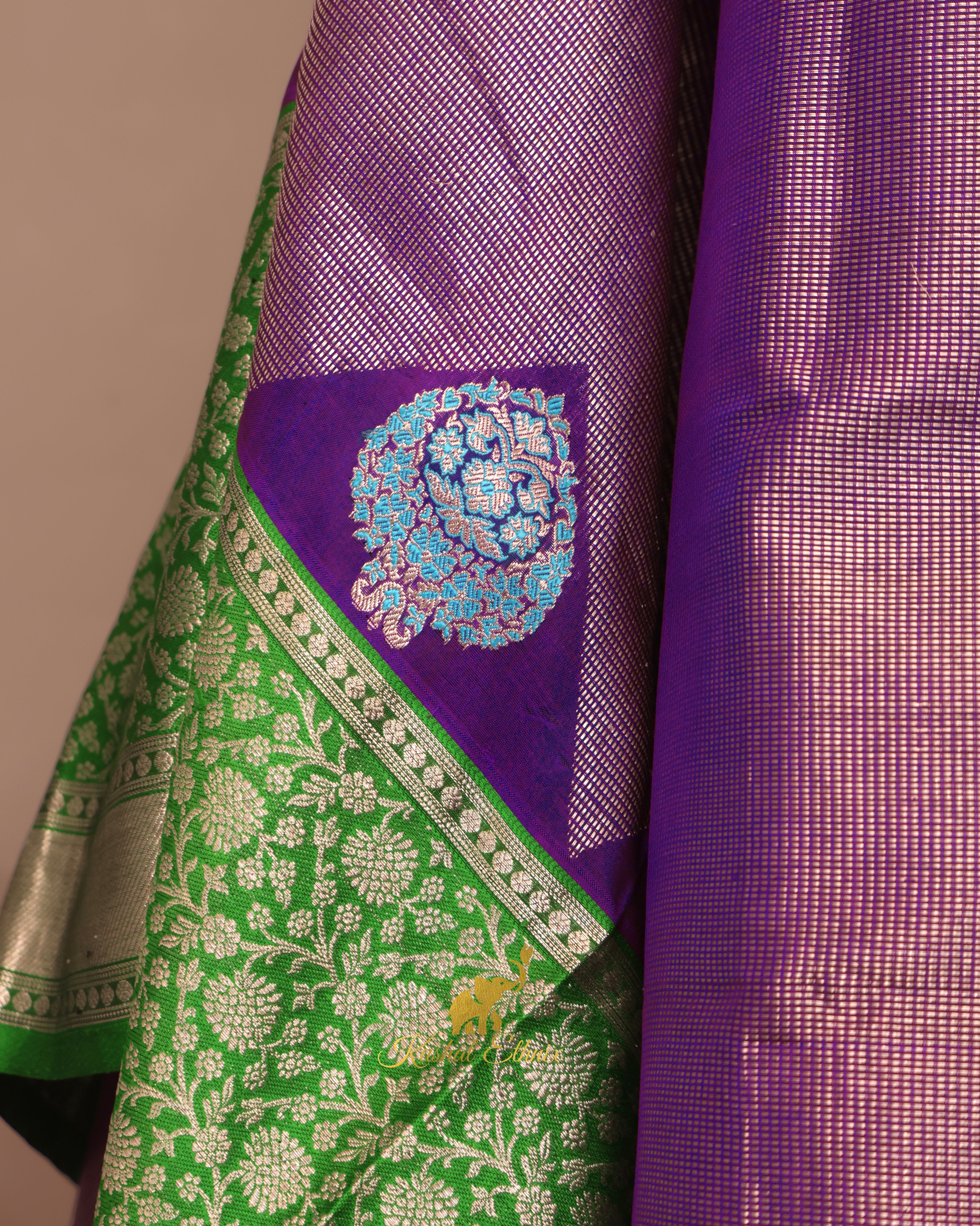 Purple & Green Venkatagiri Pattu Saree