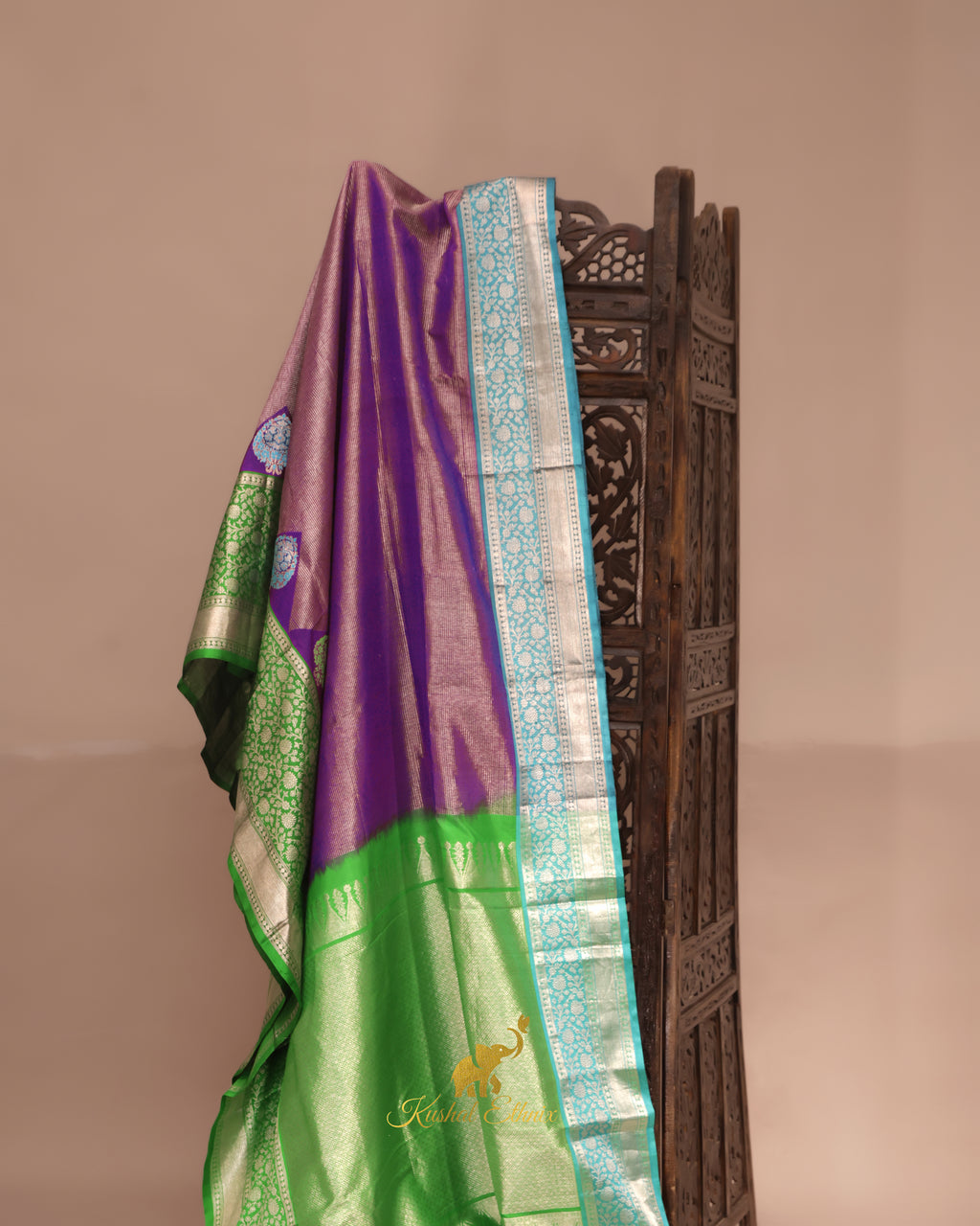 Purple & Green Venkatagiri Pattu Saree