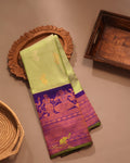 Pista Green & Purple Gadwal Pattu Saree