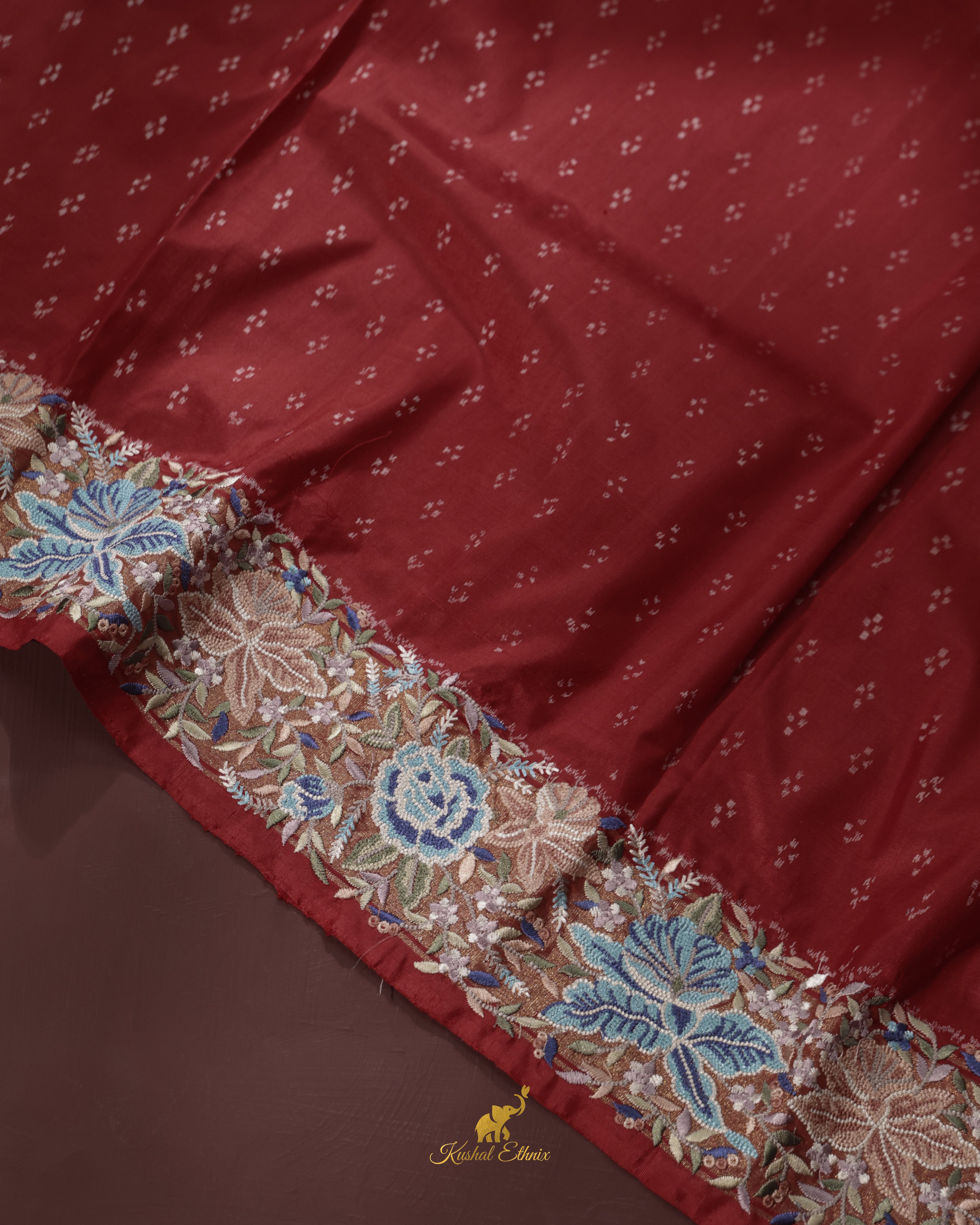 White & Yellow Ikkat Saree with Petit Point Work