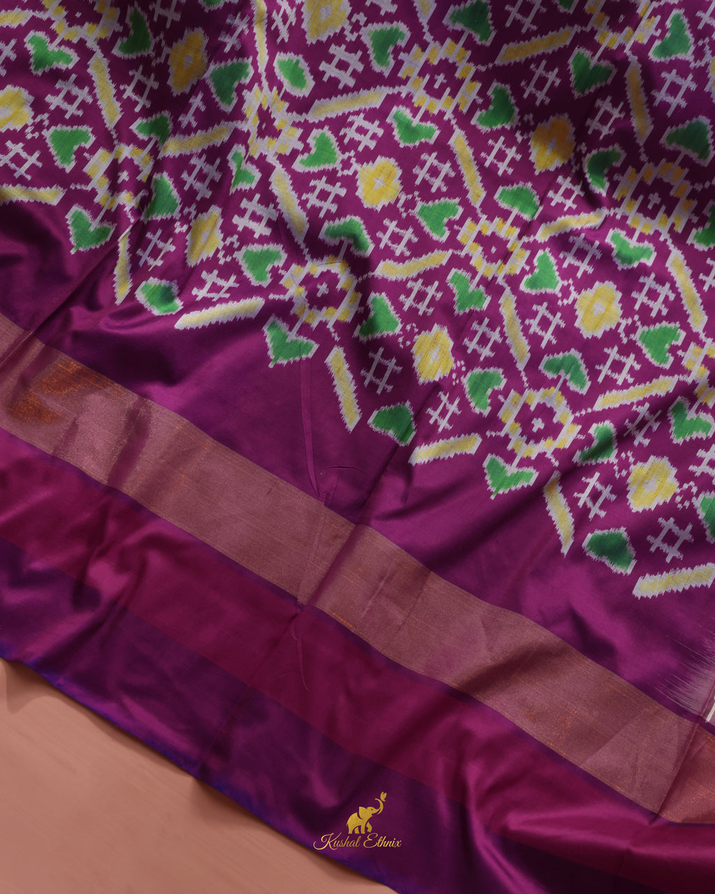 Grey Floral Ikkat Saree