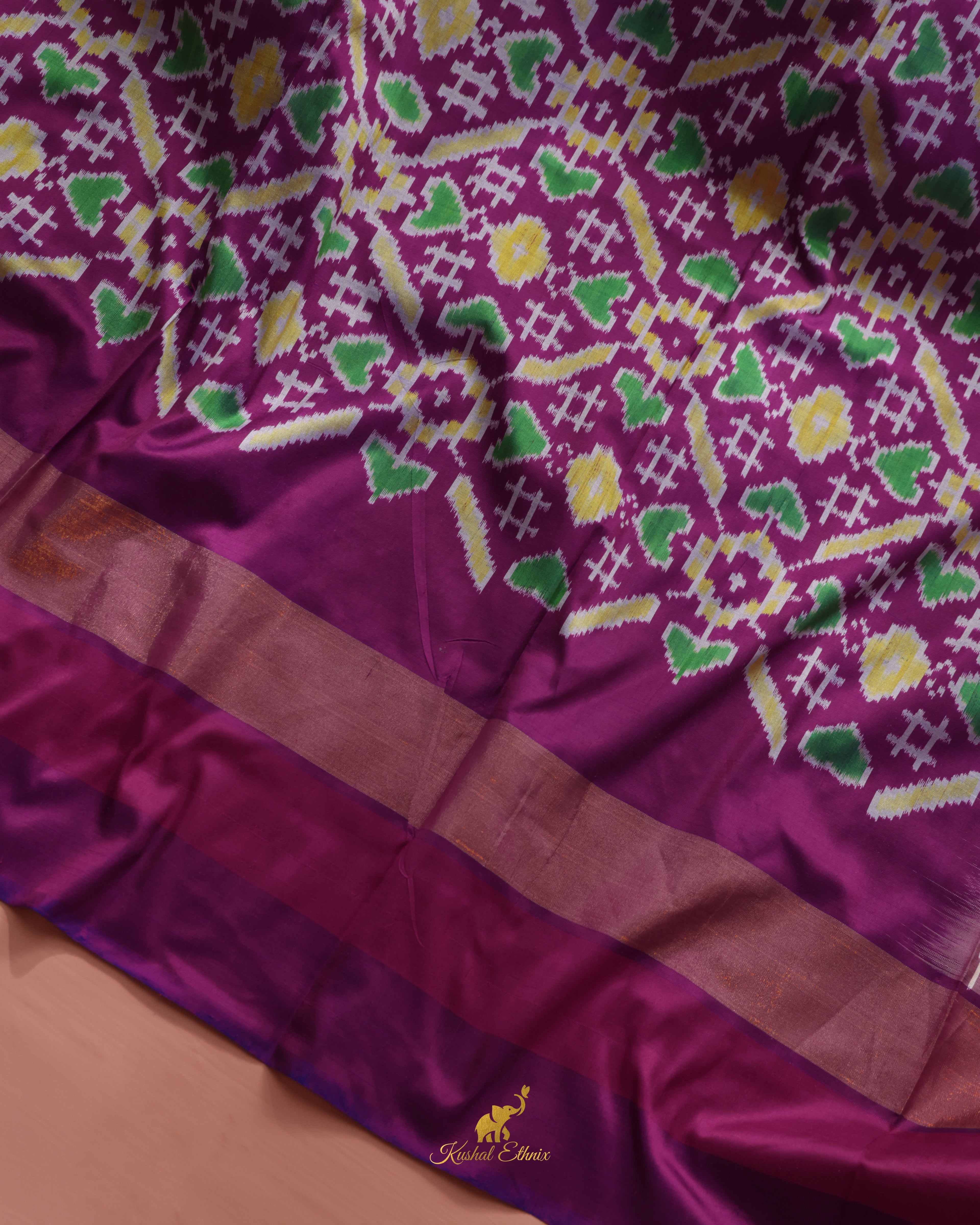 Grey Floral Ikkat Saree