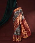 Grey Twill Ikkat Saree
