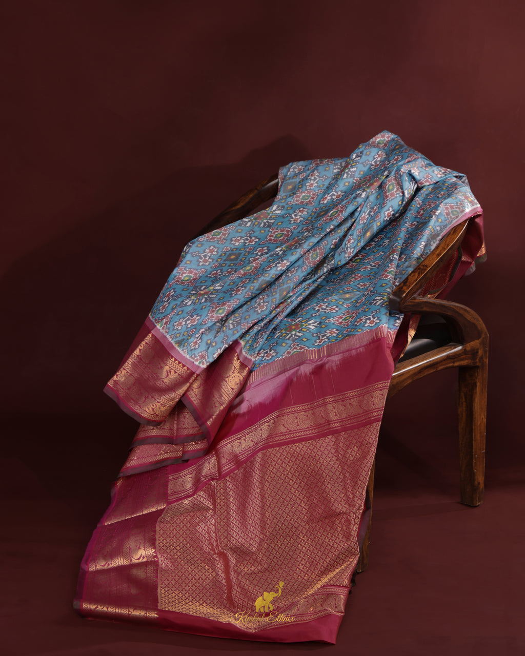 Sky Blue Twill Ikkat Saree