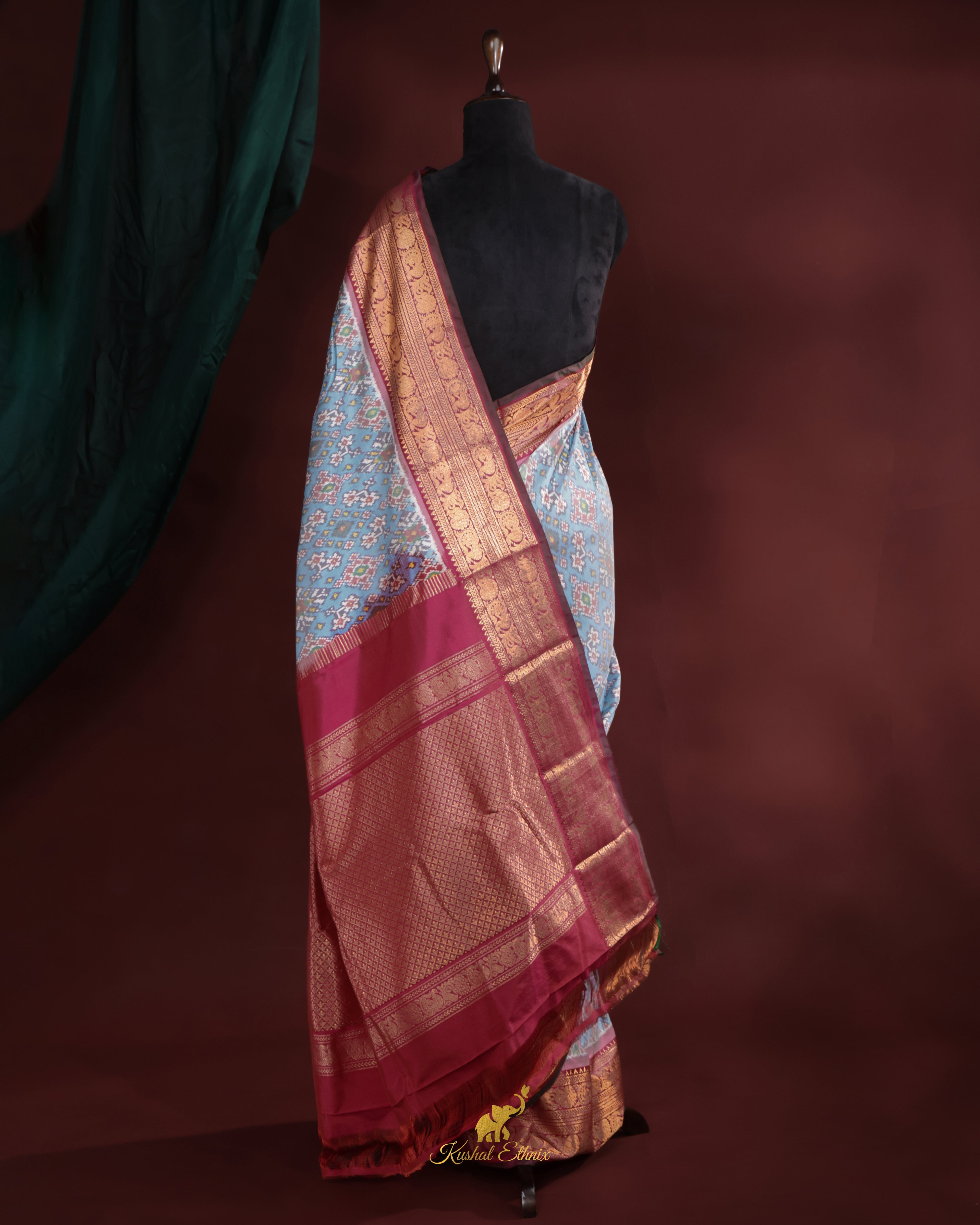 Sky Blue Twill Ikkat Saree