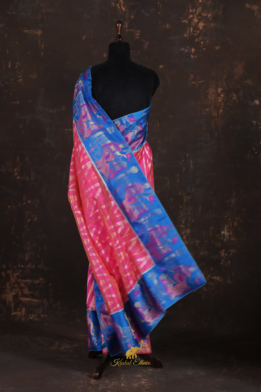Pink Pattu Saree with Contemporary Kanchipuram Border