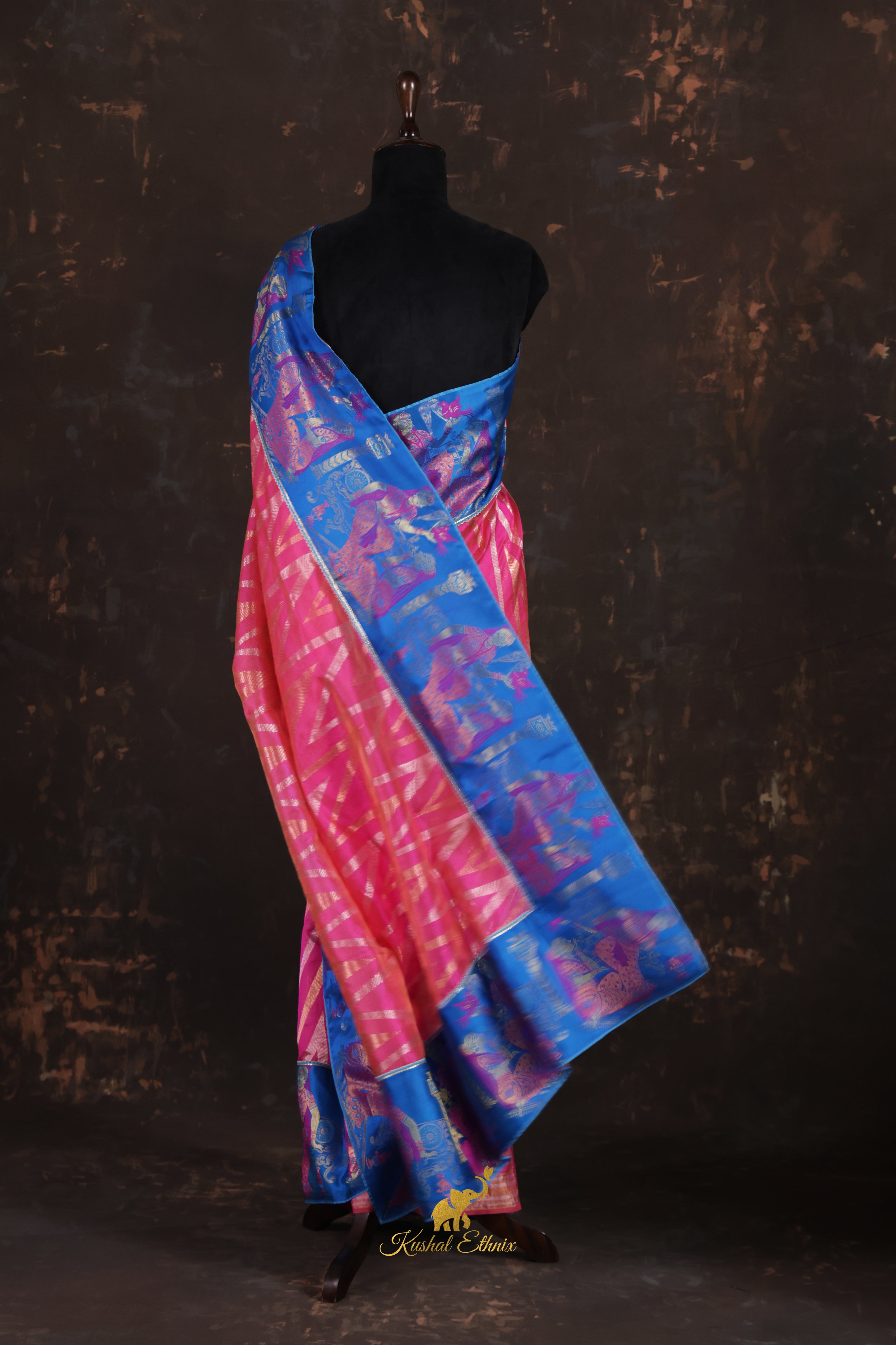 Pink Pattu Saree with Contemporary Kanchipuram Border