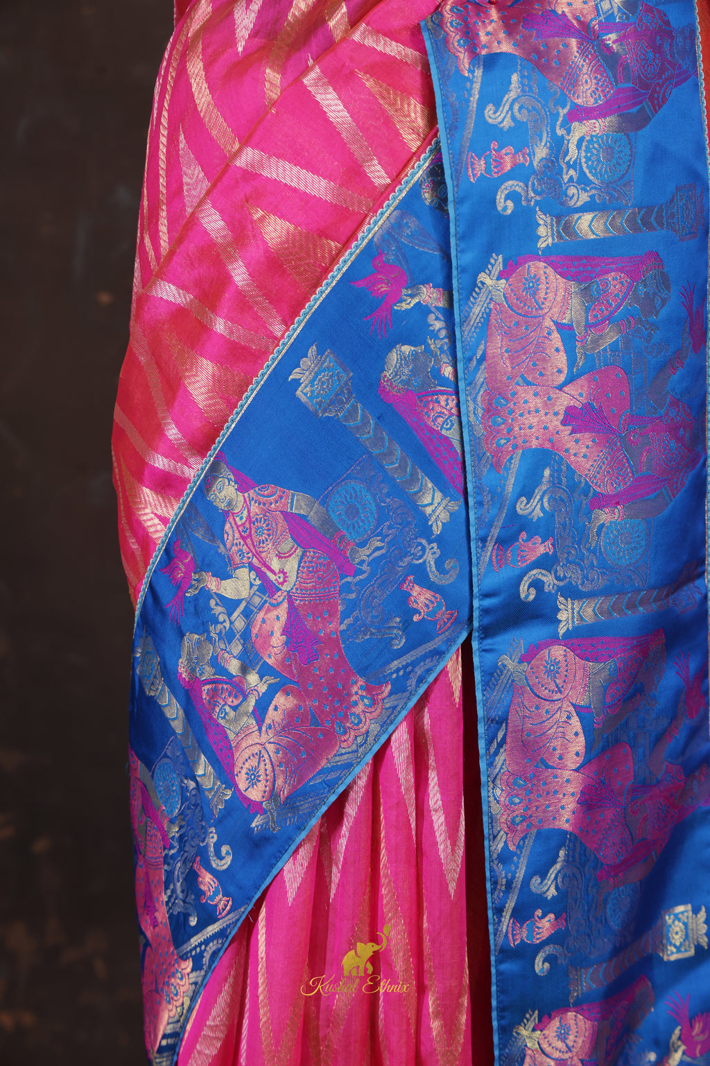 Pink Pattu Saree with Contemporary Kanchipuram Border