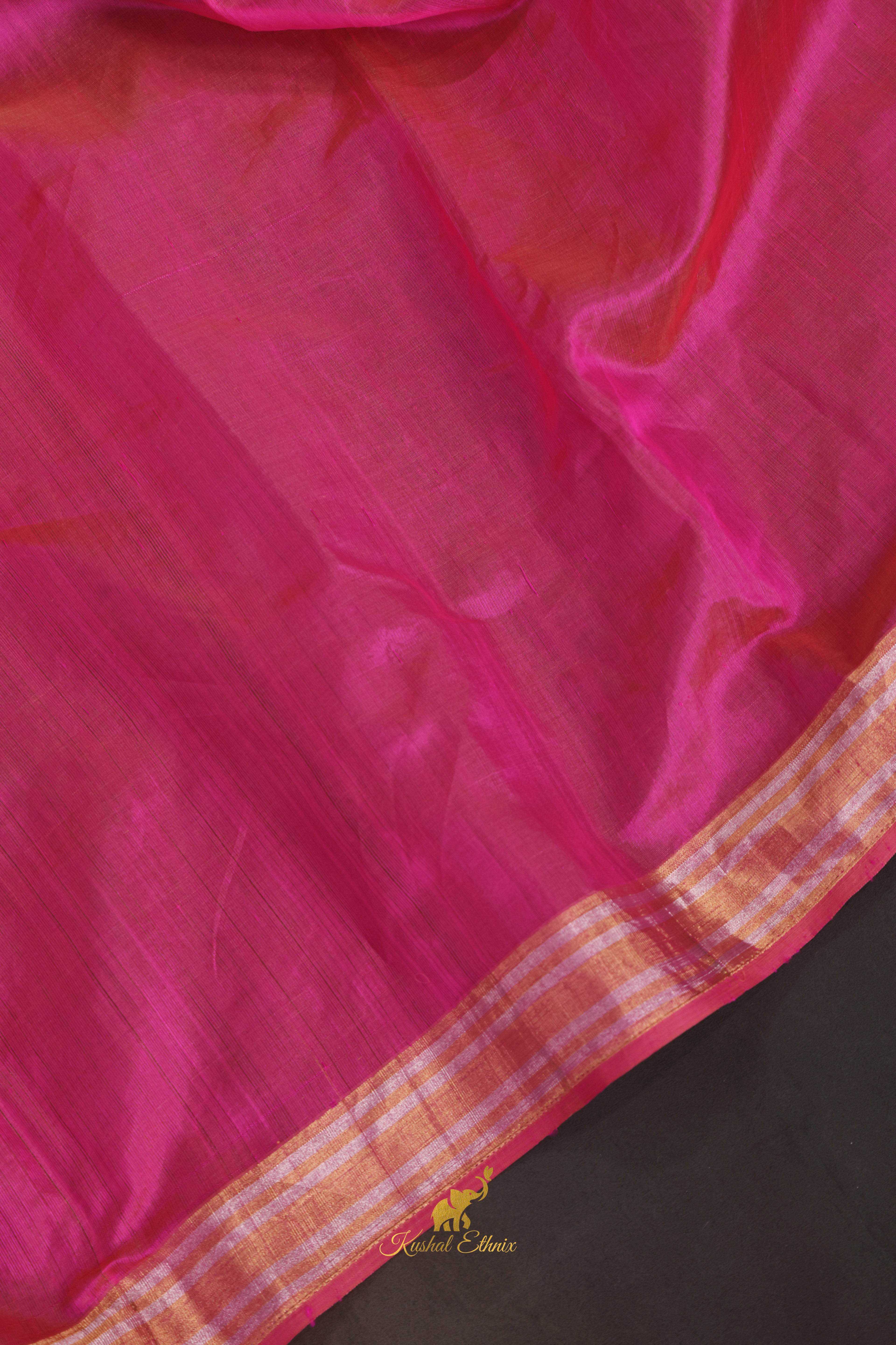 Pink Pattu Saree with Contemporary Kanchipuram Border