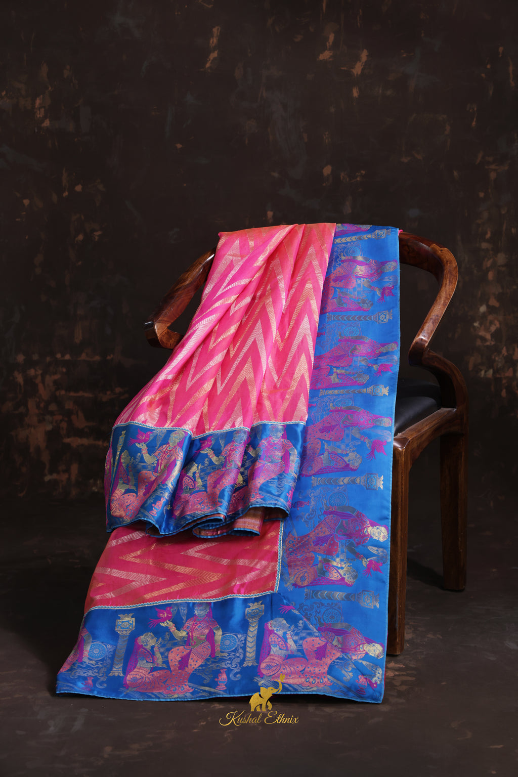 Pink Pattu Saree with Contemporary Kanchipuram Border