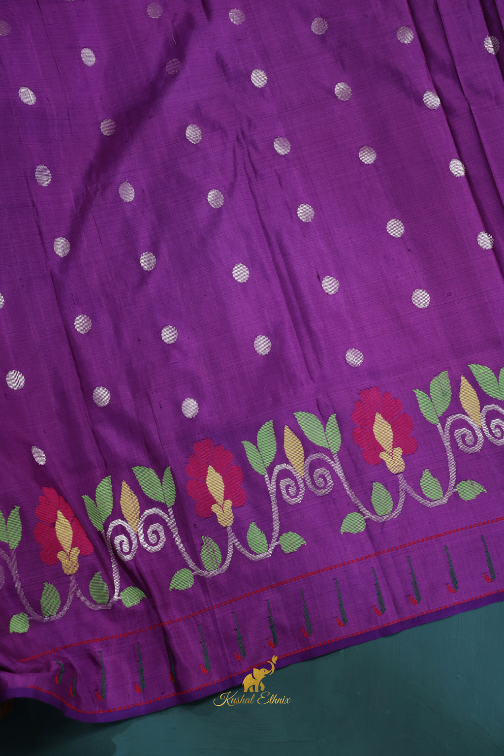 Lavender 4-Ply Zari Kota Saree with Multicolour Floral Woven Design
