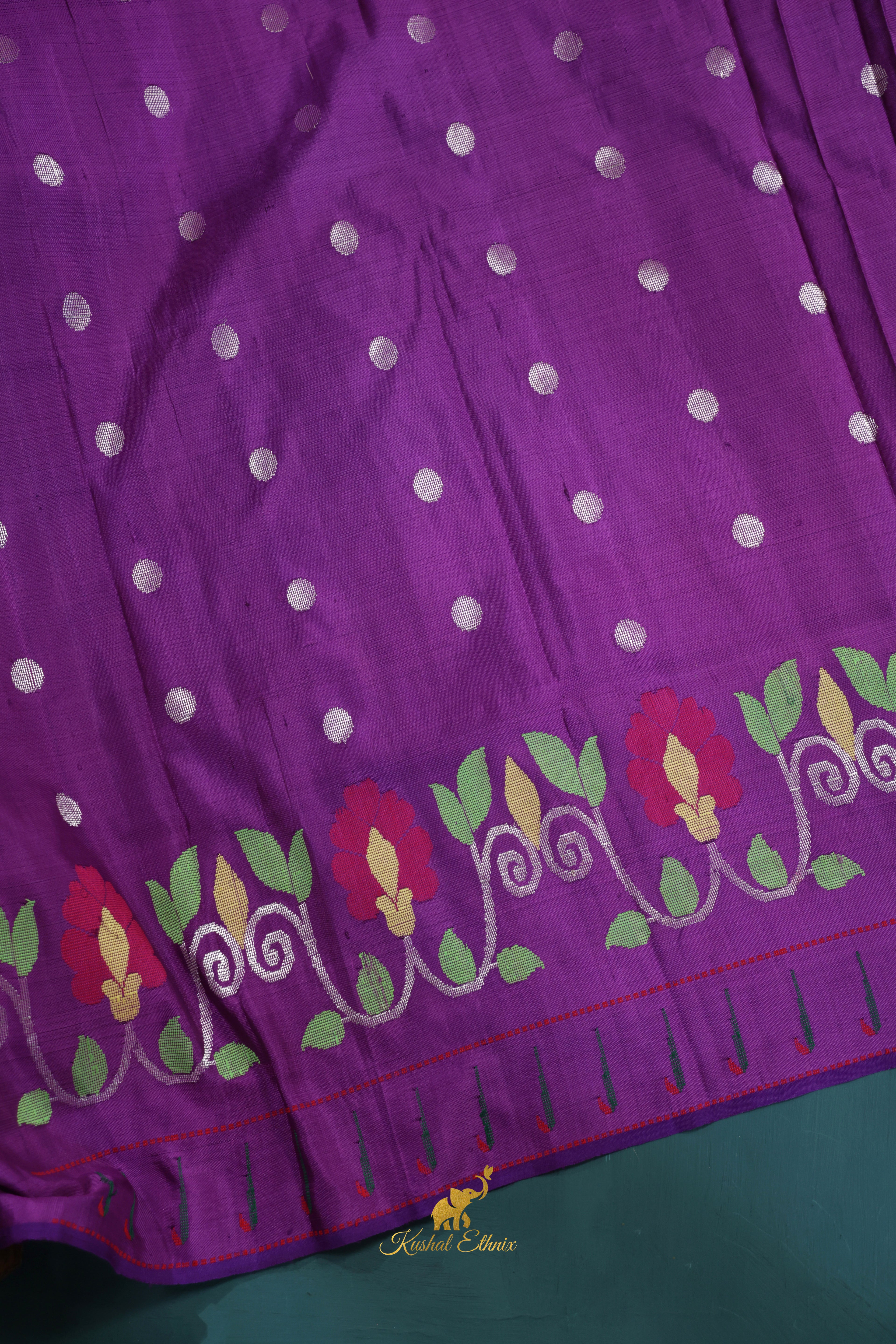 Lavender 4-Ply Zari Kota Saree with Multicolour Floral Woven Design