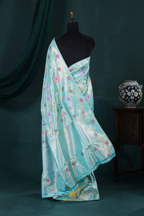Aqua Blue 4-Ply Zari Kota Saree