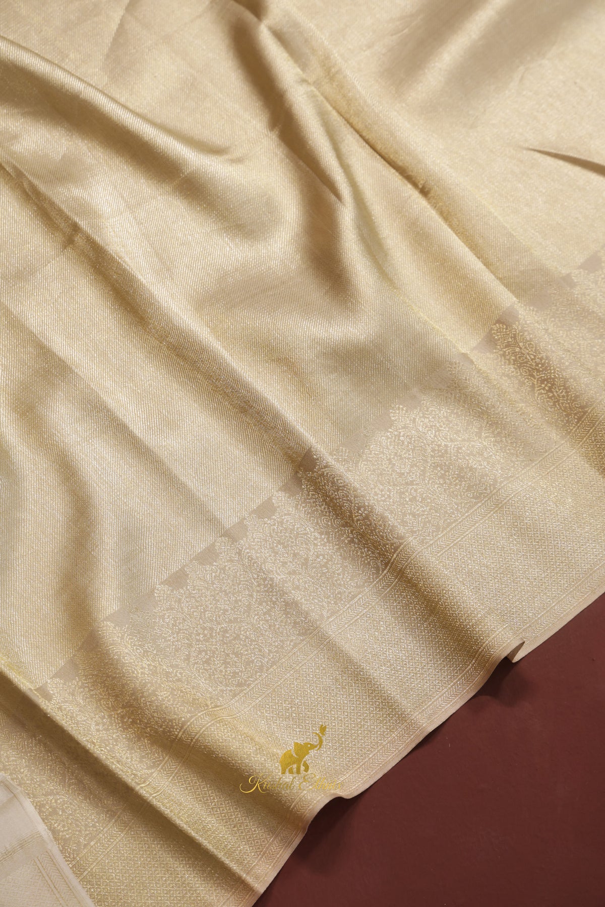 Gold Kanchipattu Saree with Digital Print