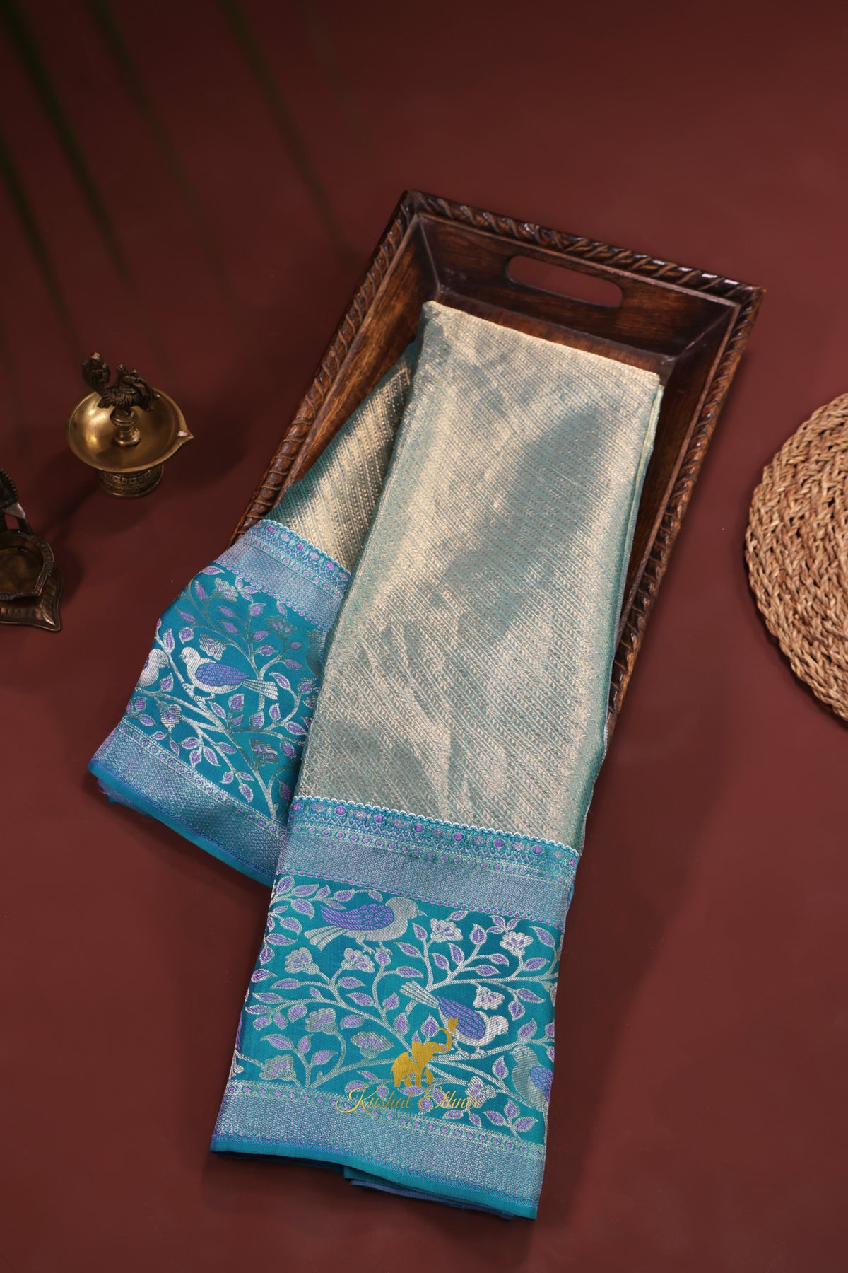 Aqua Blue Fusion Saree