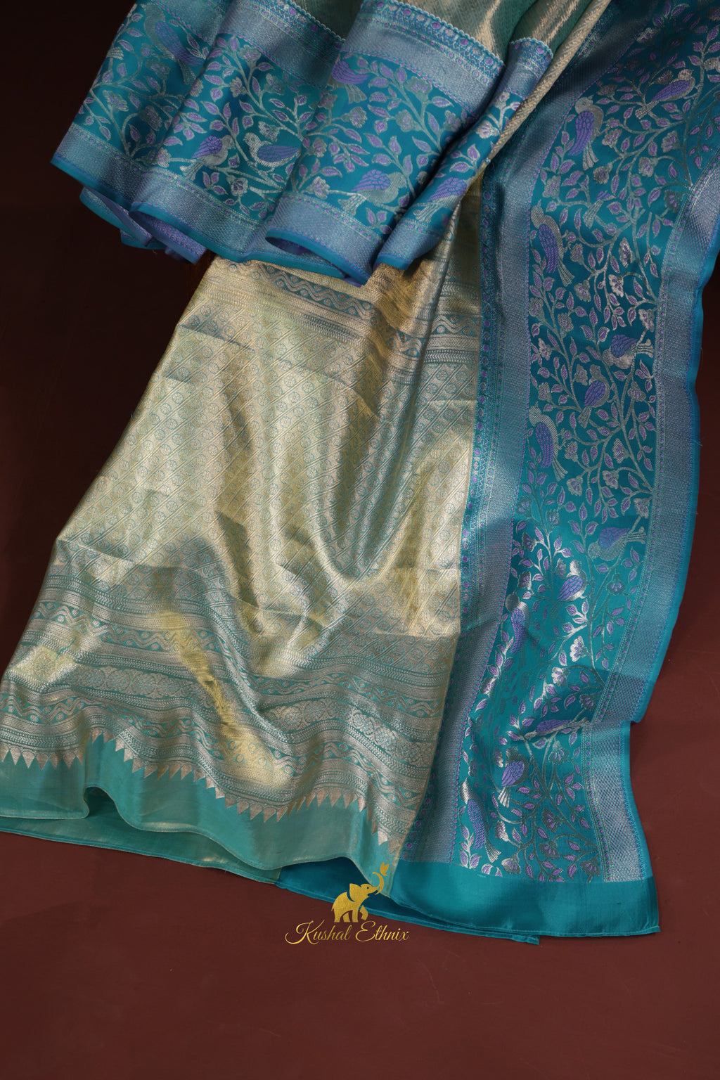 Aqua Blue Fusion Saree