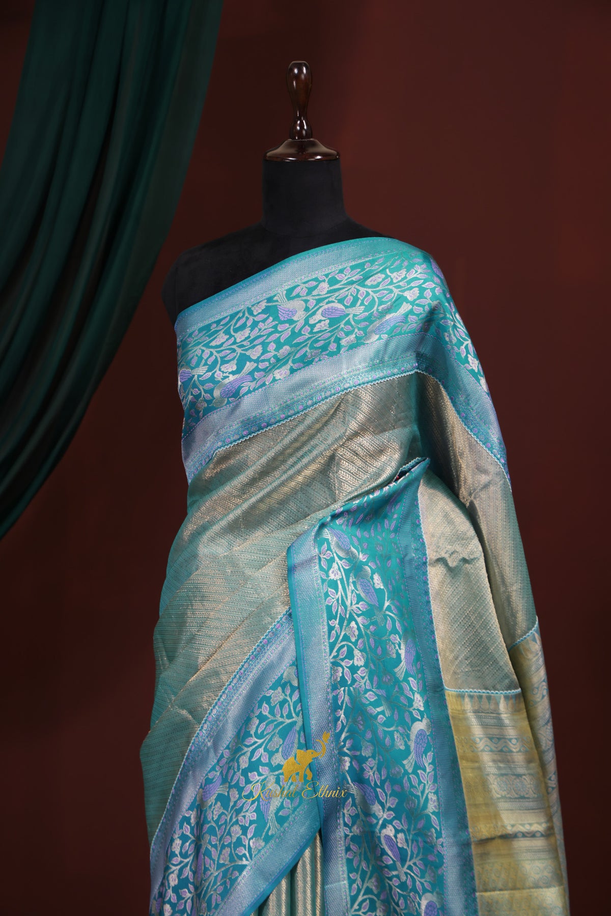 Aqua Blue Fusion Saree
