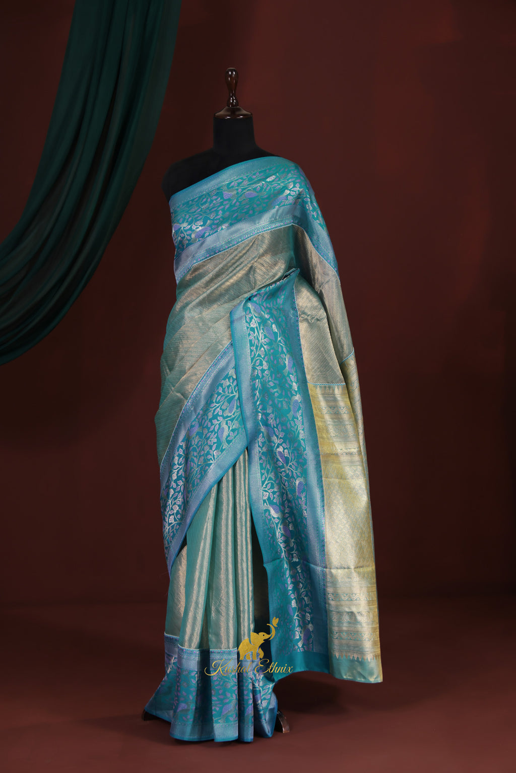 Aqua Blue Fusion Saree