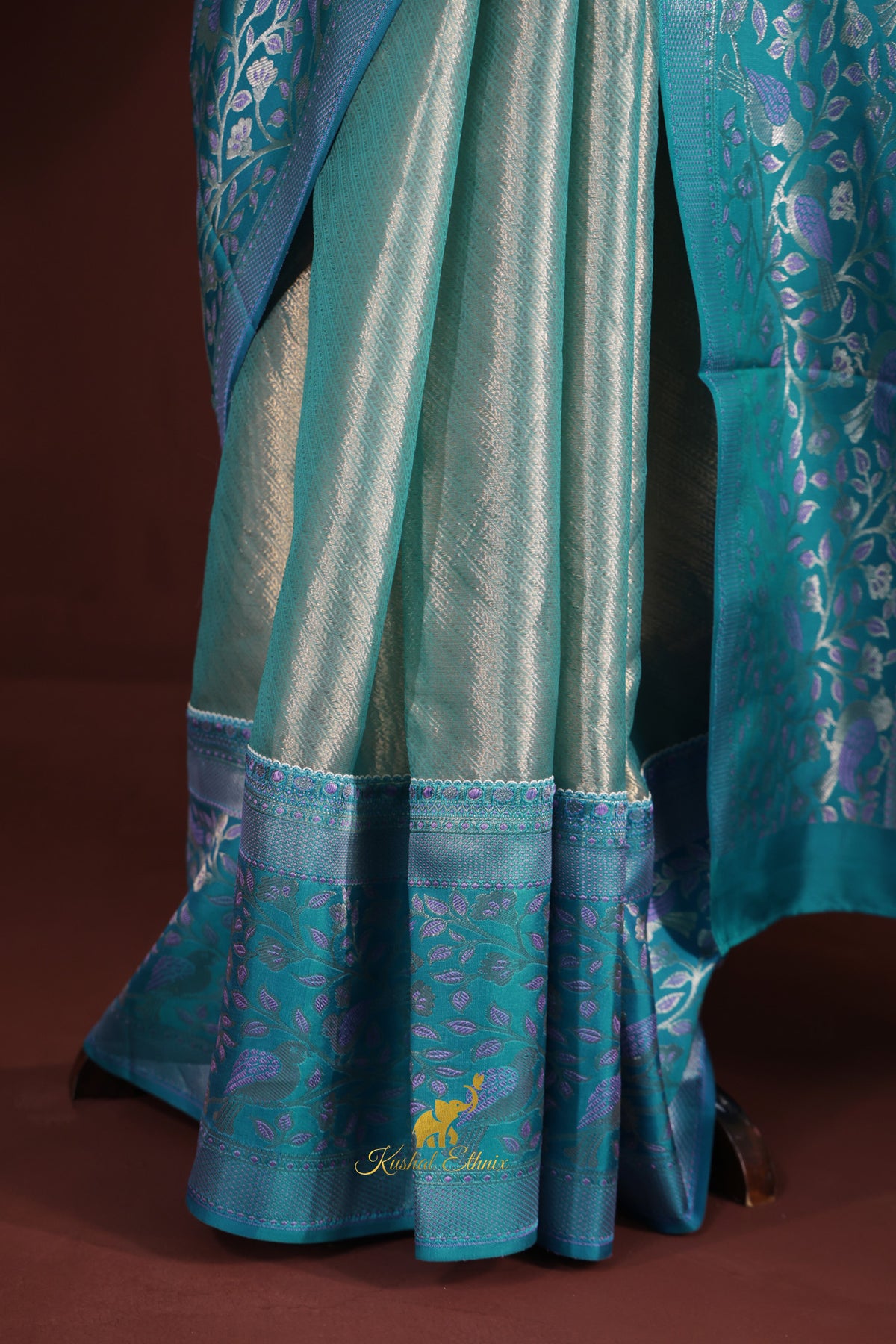 Aqua Blue Fusion Saree