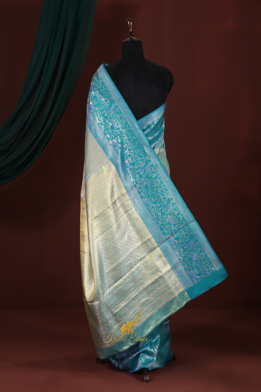 Aqua Blue Fusion Saree