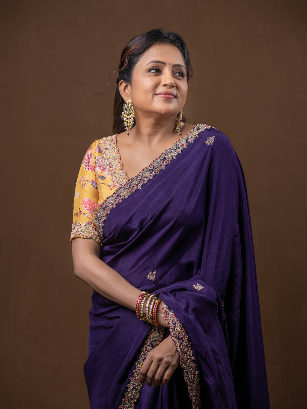 Purple Silk saree with Blouse