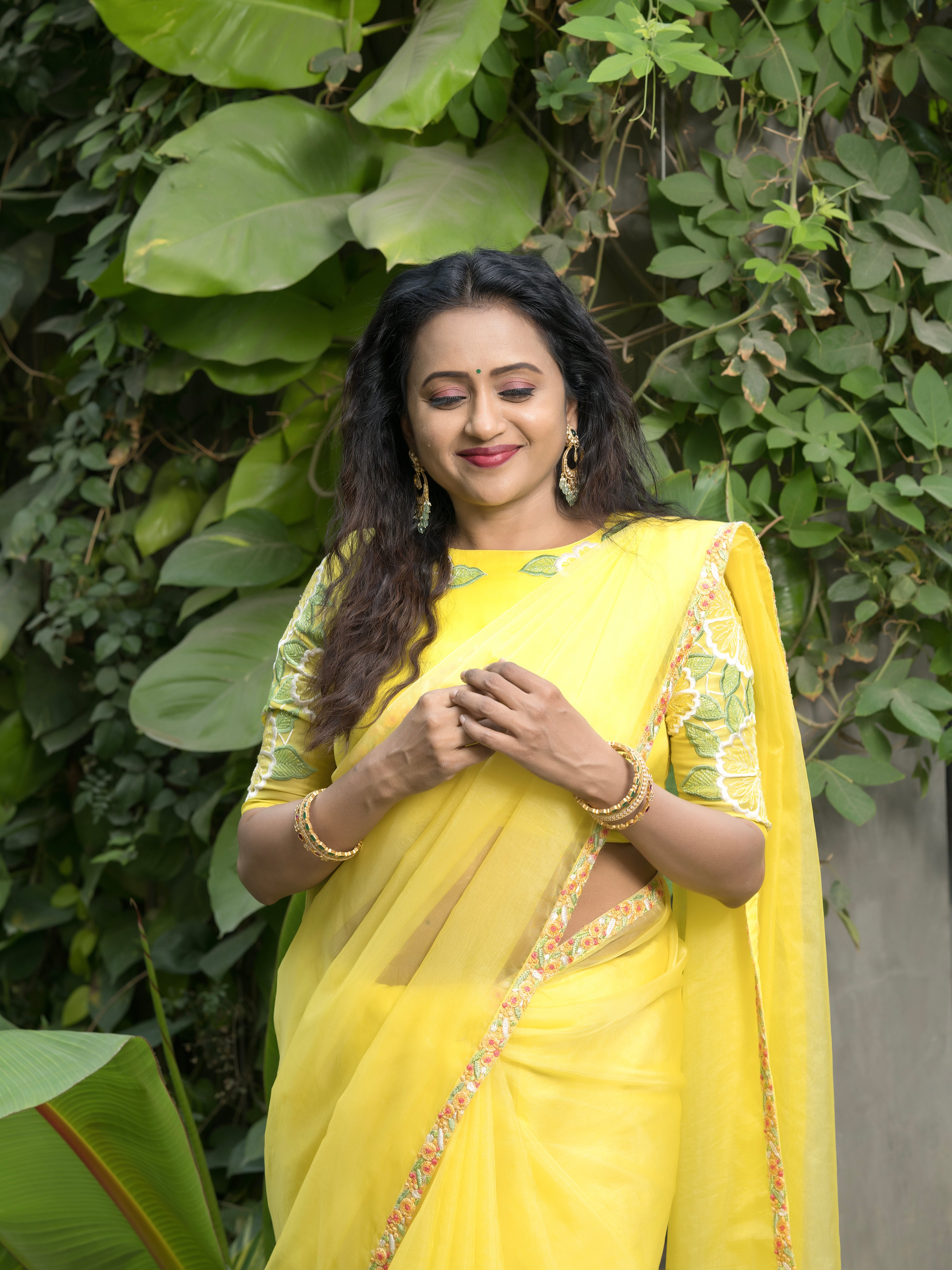 Yellow Organza Saree with Blouse