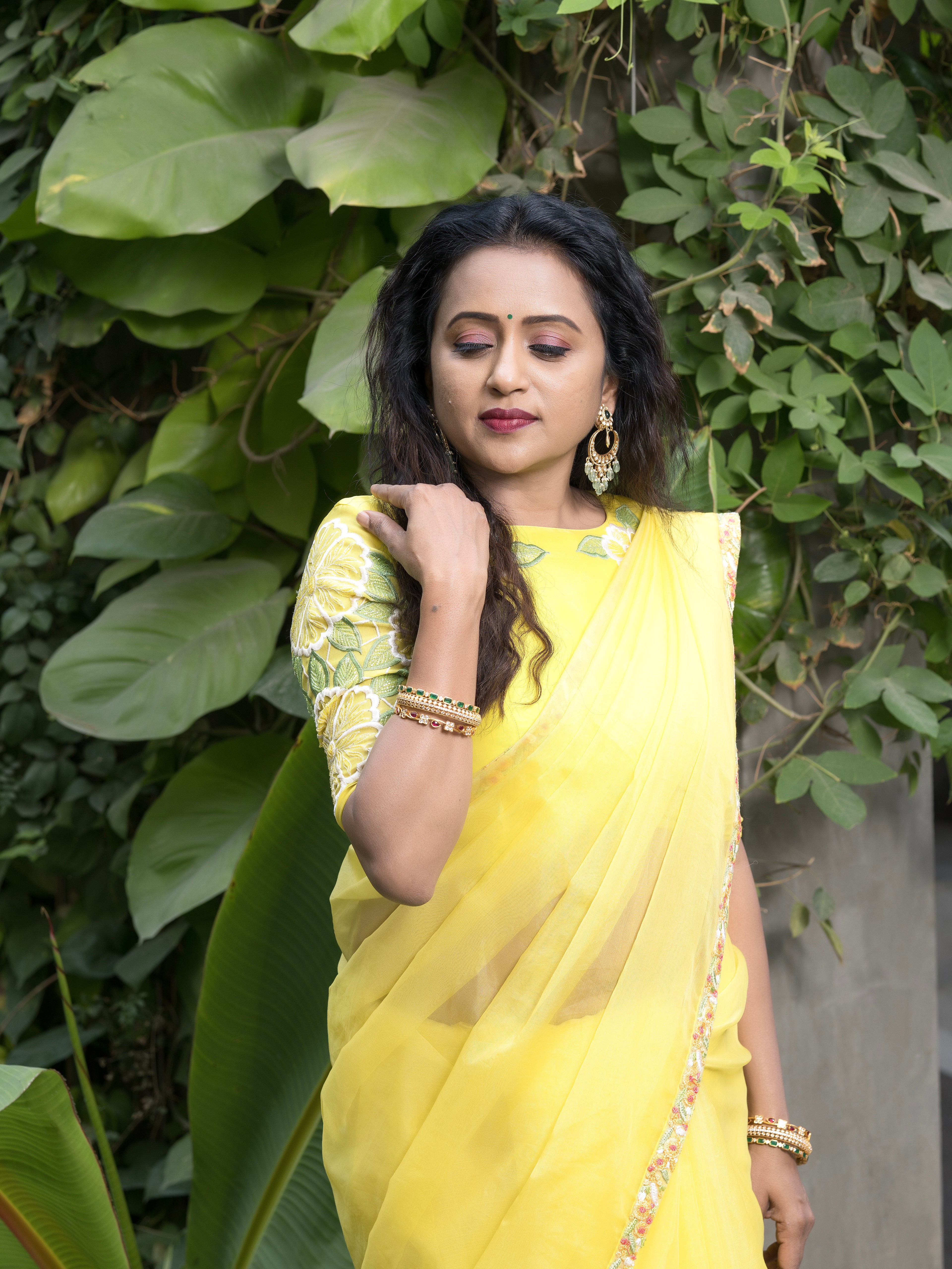 Yellow Organza Saree with Blouse